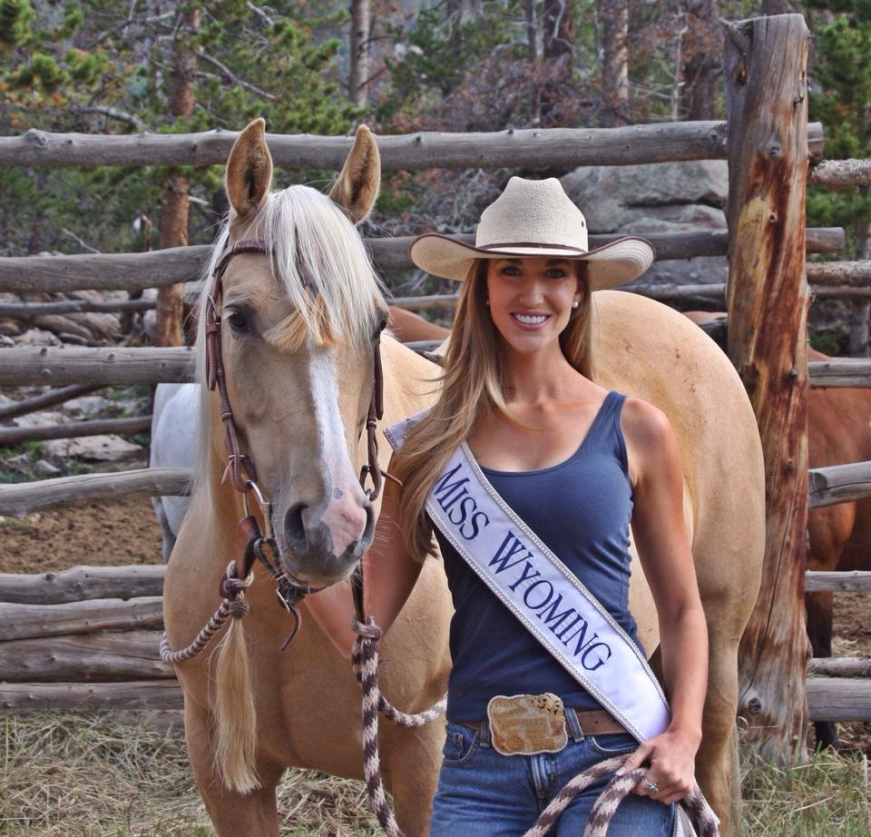 Jessie Allen, ranch manager of the Diamond 4 Ranch, with her horse