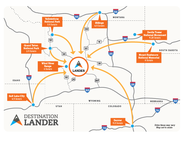 Lander Wyoming map